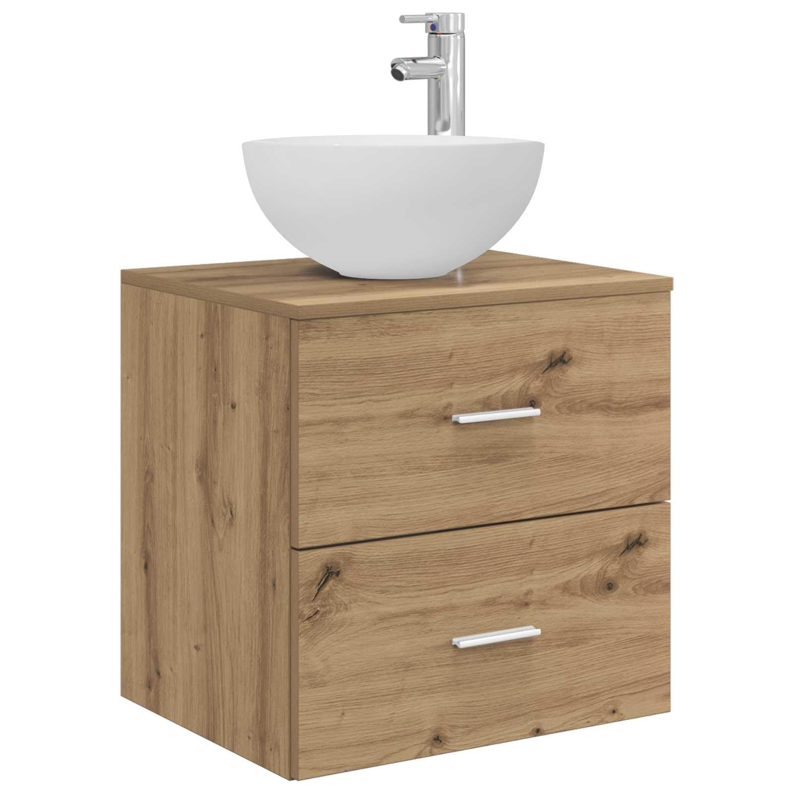 Vidaxl Artisanoak Wall-Mounted Sink Vanity Artisan Oak 49.5 X 41 X 64.5 Cm, Bathroom Organization, Modern Vanity With Sink, Space-Saving Storage, Wall-Mounted Design, Engineered Wood For Efficient Use