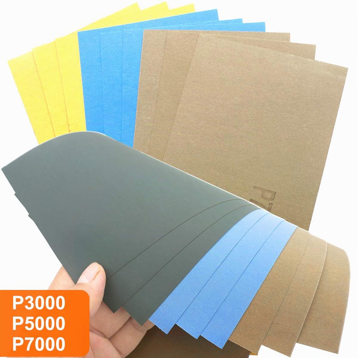 Carta Abrasiva 33Pezzi Carta Vetrata Secco e Umido in Grane 7000 5000 3000 2500 2000 1500 1200 1000 800 600 400 Sandpaper per levigatura e tornitura del legno