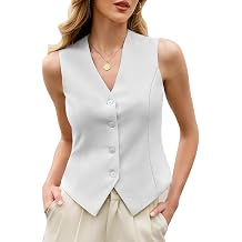 Vest Tops for Women Sleeveless V Neck Button Down Summer Vest Business Casual Fitted Waistcoat