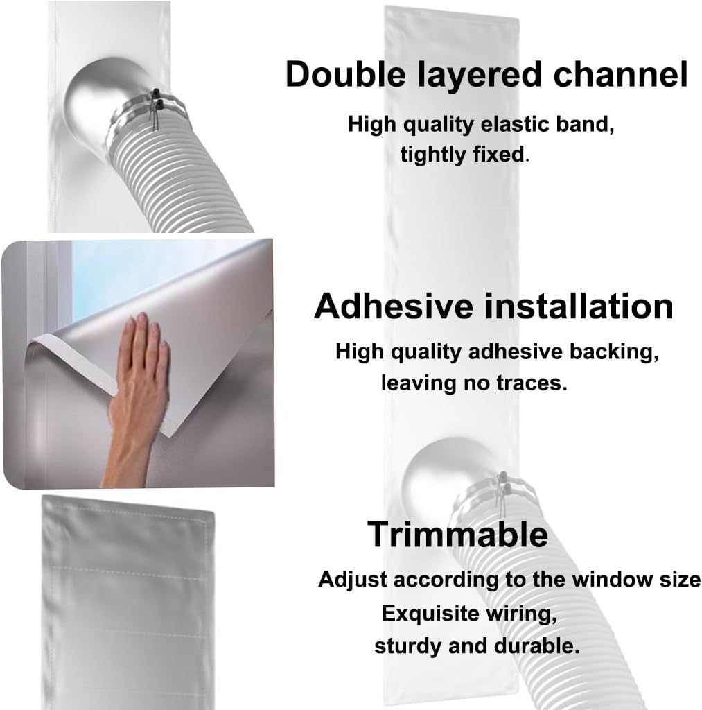 Window Seal Kit Silver for Portable Air Conditioner - 【30% Sunshade Heat Insulation Universal】- Window Vent Seal Kit For AC And Tumble Dryer - 100% Sealing Waterproof Adjustable L