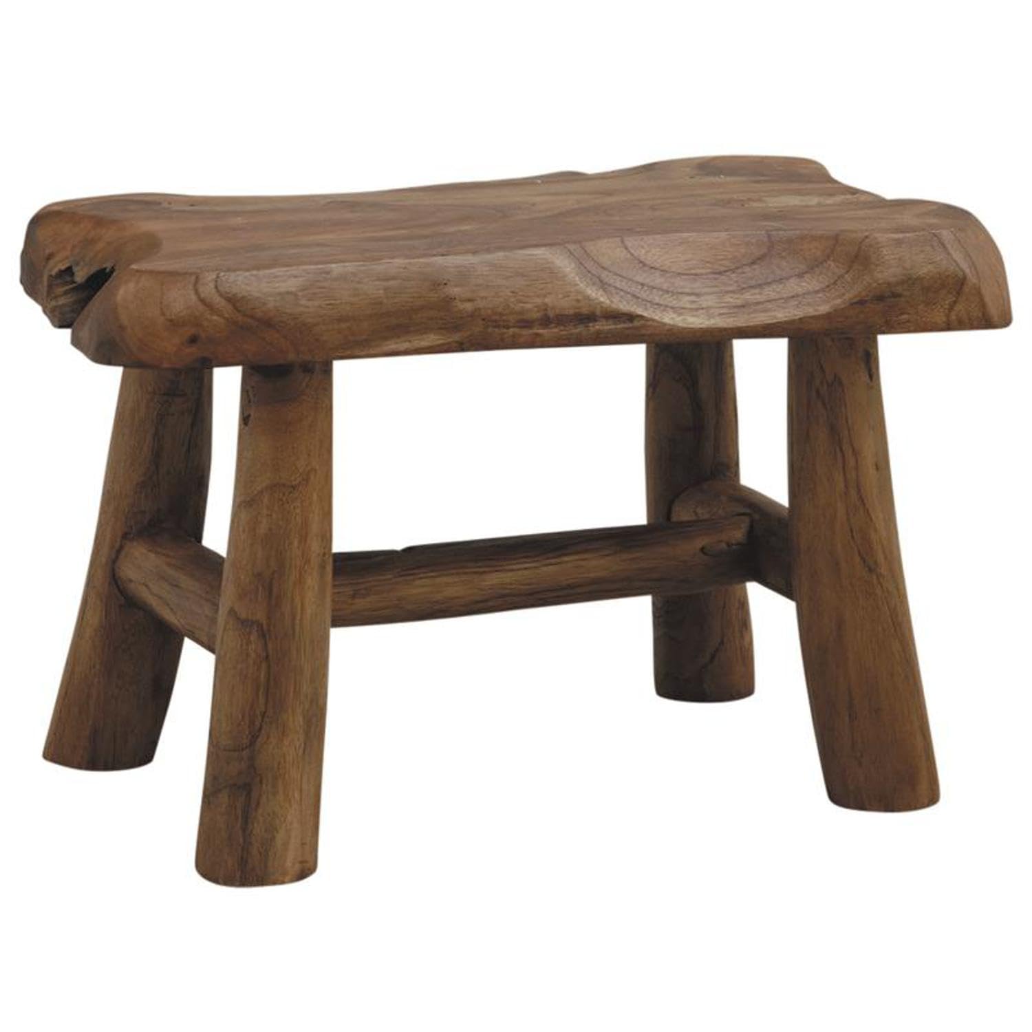 Tabouret japonais Aubry Gaspard en teck recyclé de 45 cm monté