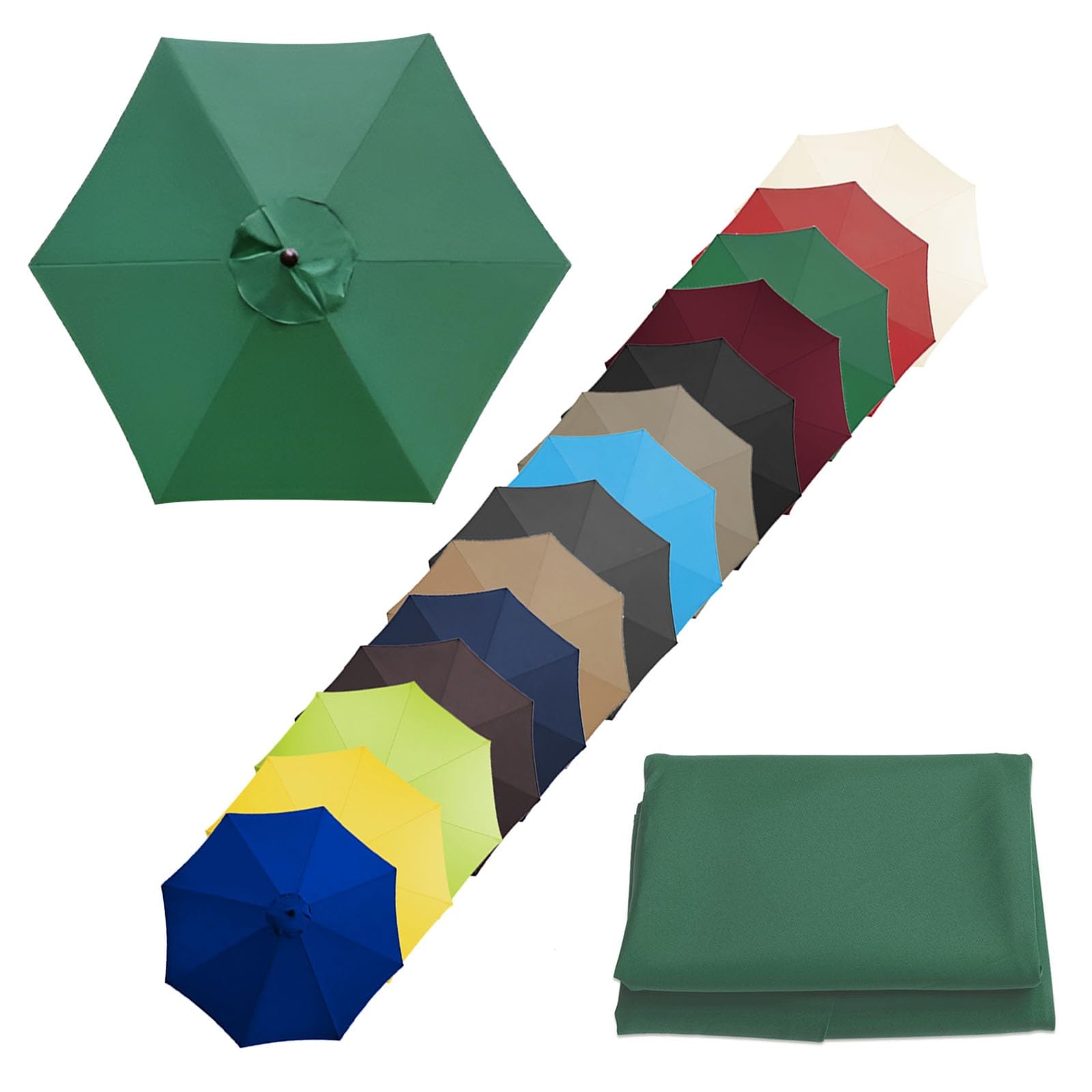 Replacement Canopy Top, Sun Umbrella Replacement Cloth 200cm/270cm/300cm+6 Arms/8 Arms Replacement Parasol Fabric Cover For Garden Umbrella(Color:Green,Size:8 ribs-3m(9.8ft)) — image 1