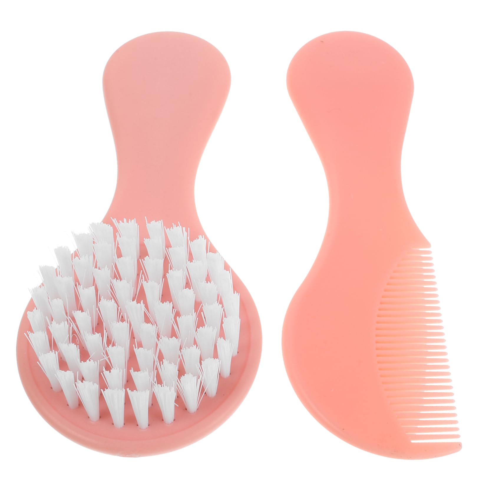 Healeved Baby Hair Brush Set Gentle Scalp Brush and Comb for Newborns Dandruff Removal Safe Materials Pink