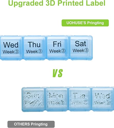 Miniatura 6 de Organizador mensual grande de píldoras, organizador de medicamentos de 28 días, almacenamiento por semana, compartimentos extra grandes a prueba de