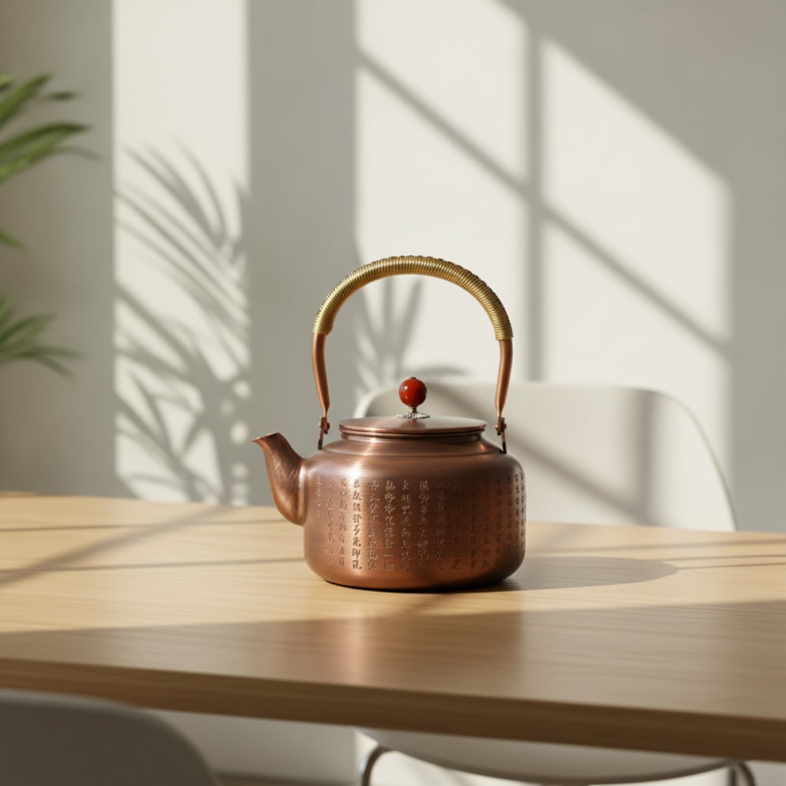 Tetera Cobre Retro Tetera con Asa Arqueada Resistente Al Temperatura Hervidor para Coleccionis, Aficionados Al Té