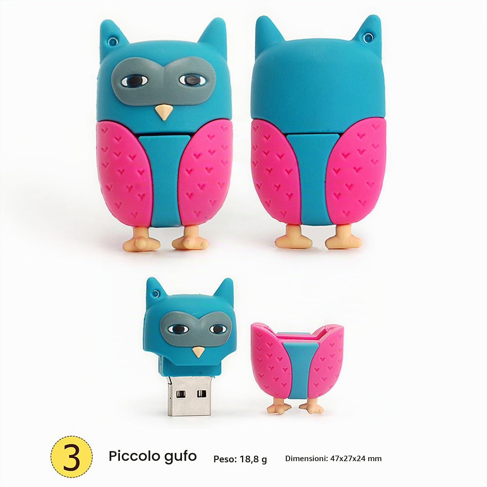 32GB Chiavetta USB Confezione Pen Drive Scheda di Memoria con Grafica Animale Carino Chiavetta di memoria esterna Adatto per bambini amici studenti regali di laurea souvenir(5 * 32GB,Animale)