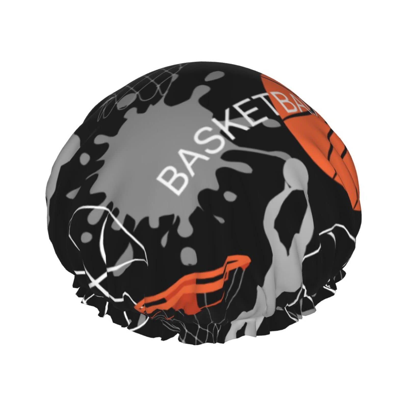 Basketball Shower Cap for Women,Double Waterproof Layers Bathing Shower Hat Large Designed for all Hair