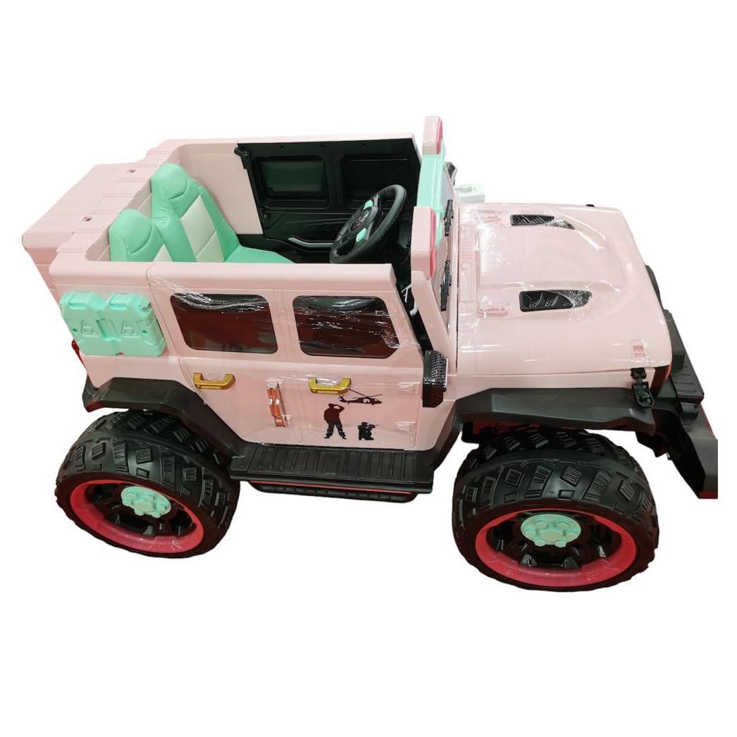 AUTO ELETTRICA PER BAMBINI MACCHINA SUV JEEP 2 POSTI 4WD 12V CON TELECOMANDO USB MP3 (Rosa)