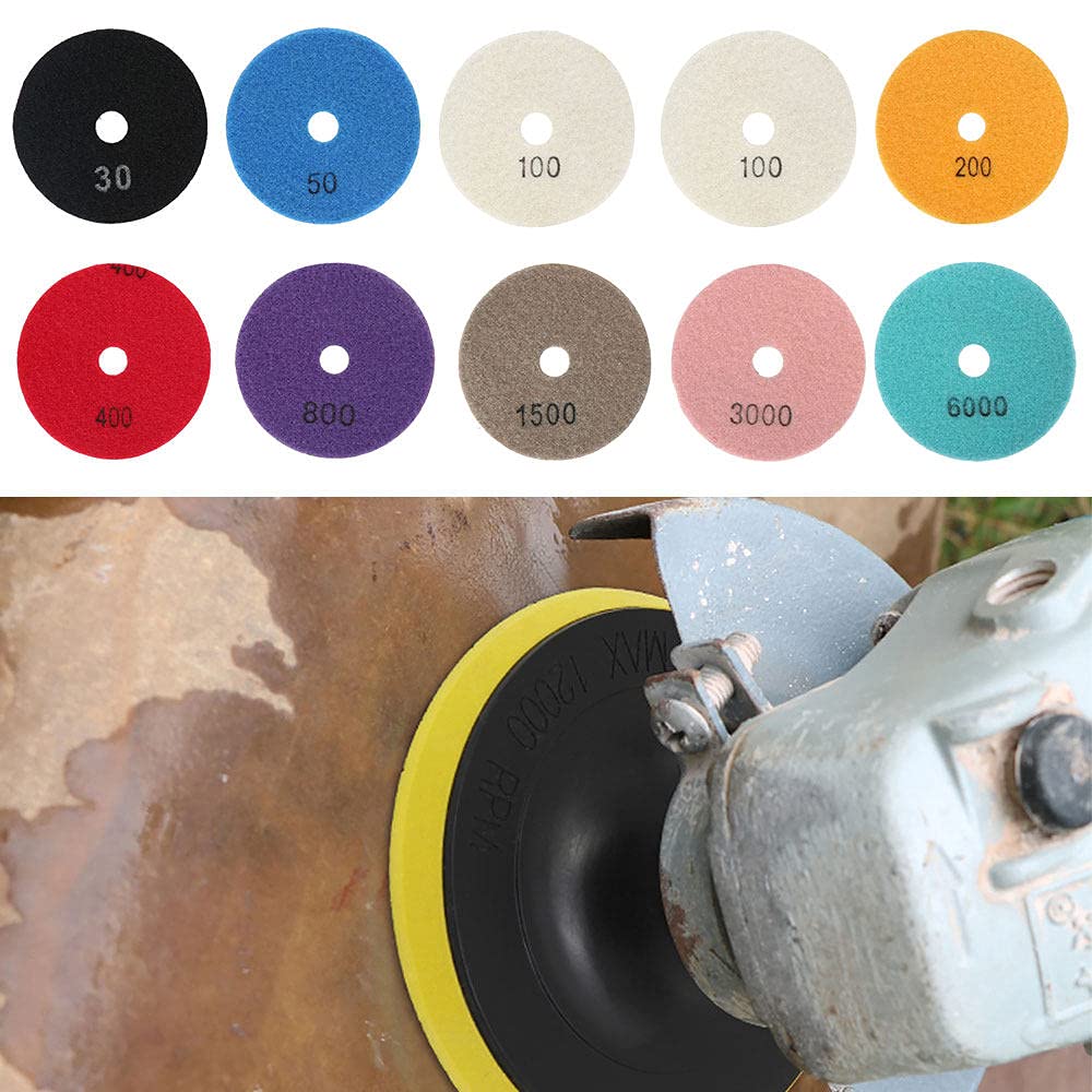 12 pz/set 4 '/100mm Utensili Abrasivi Wet Dry Diamante Tamponi Per Lucidatura Abrasivo Disco Smerigliatrice Per Granito Pietra Calcestruzzo Lucidatrice di Marmo, A