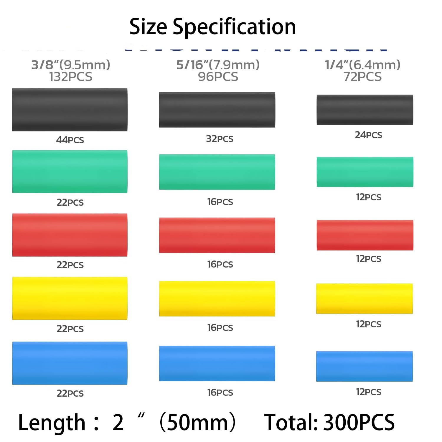 Heat Shrink Tubing 300Pcs/Box 3:1 Shrinkable Heat Shrink Tubing Wrapping kit Heavy Duty Heat Shrink Tube Electric Insulation Wire Connect Cover Protection Sleeving with 3 Sizes & 5 Different Colors