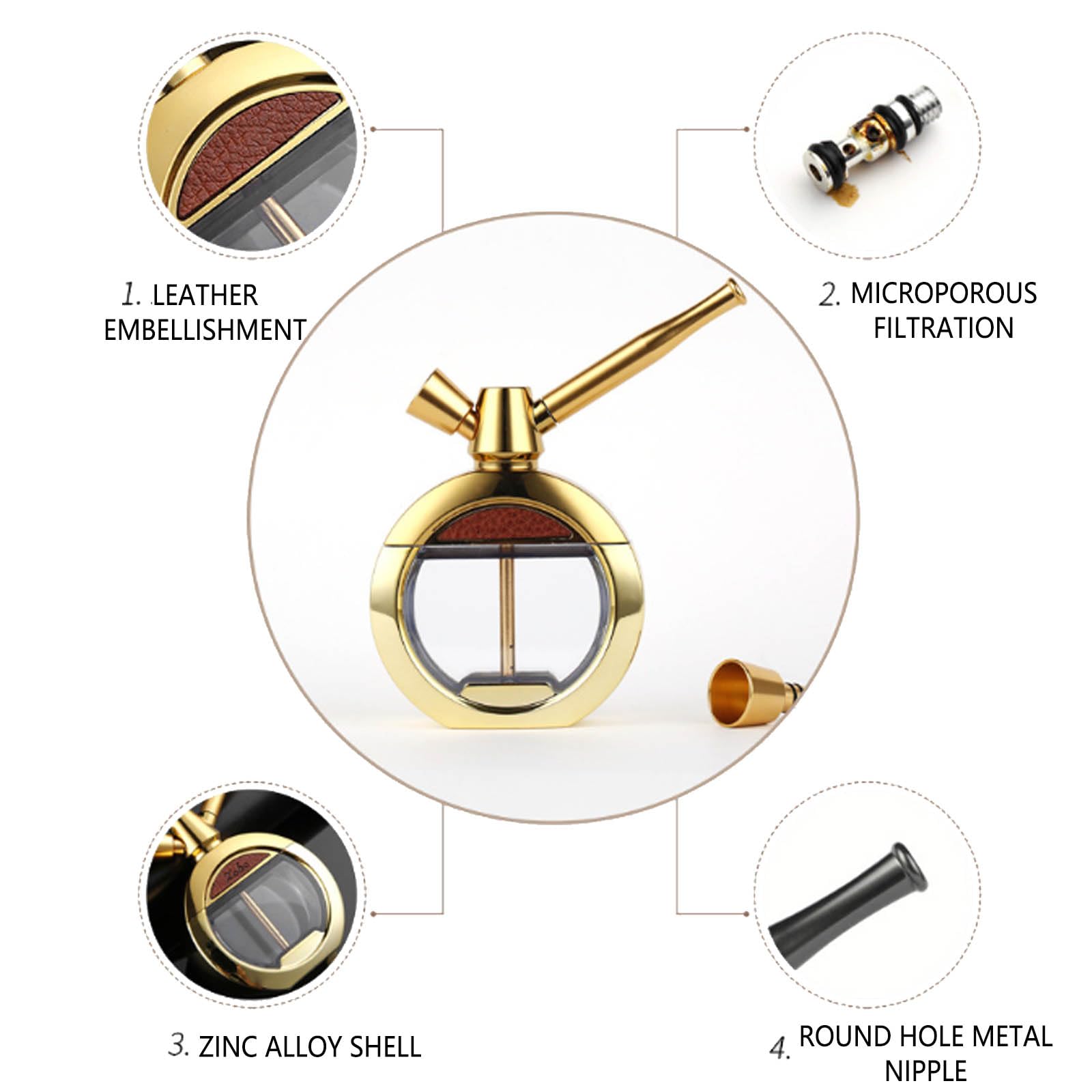 Tubería， Pipas for Fumar con Accesorios de aleación de Zinc, Cigarrillos, Cigarrillos Gruesos y Finos for Fumadores, Clubes, Bares y Exteriores.