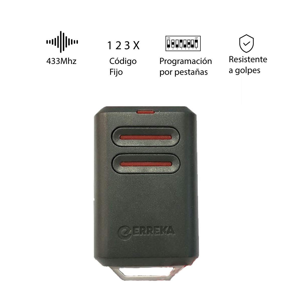 ERREKA KUMA KU02 Mando De Garaje De 2 Botones Canales 433 MHz Compatible Con Erreka Luna Y Reson Nuevo Modelo Más Resistente