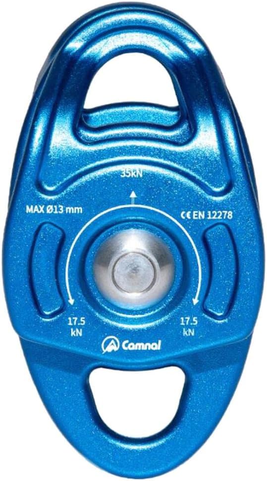 Weight Dual Pulley Zip Line Trolley 35KN for Climbing, CE Certified, High Efficiency Double Sheave Ball Bearing Aluminum Side Swing Pulley, for Mountaineering and Rock Climbing