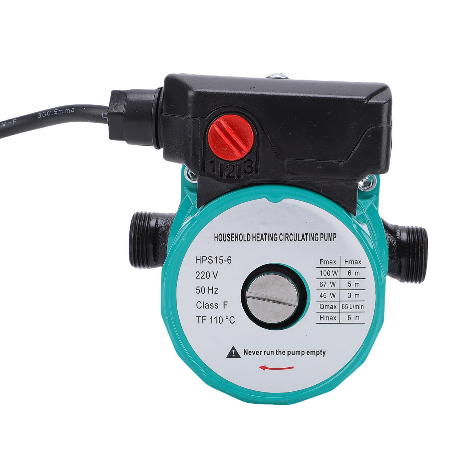 Generic Pompa di Ricircolo Acqua Calda Circolatore Efficiente con Controllo a 3 velocità per di Riscaldamento Elettrico 65 L/min 46 W 67 W 100 6 M Ad Alta Portanza NPT 1 Pollice con Adattatore NPT