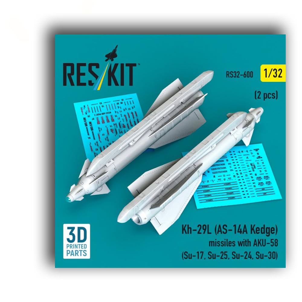 RS32-0600 1/32 Dummy 3D Printed/Resin Kh-29L (AS-14A Kedge) AKU-58 (2 pcs) (Su-17, Su-25, Su-24, Su-30) Scale Model/Replica Reskit