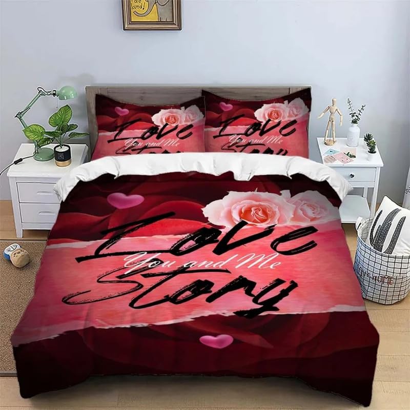 Housse de couette 140x200 confort supérieur 110g/㎡ impression 3D l'Amour