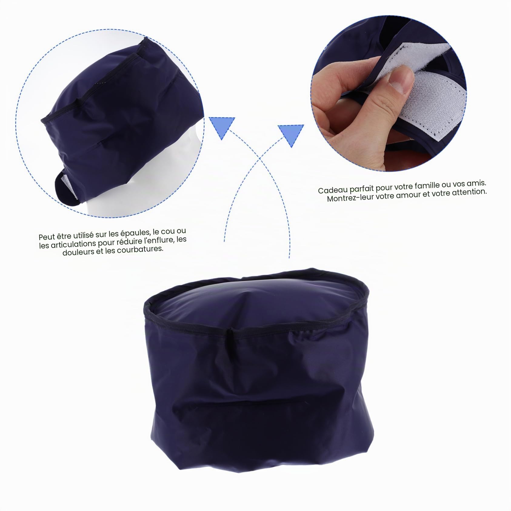 Bonnet de Glace Bleu en Tissu, Congélable, pour Tête et Épaules