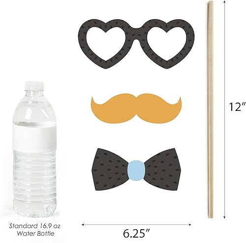 Miniatura 5 de Big Dot of Happiness Just Engaged - Kit de accesorios para cabina de fotos en blanco y negro, 20 unidades