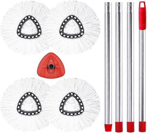 CIYSHO Paquete de 9 cabezales de trapeador giratorio compatible con O-Cedar Microfiber EasyWring Spin mopa 4 repuestos de cabezal de repuesto para