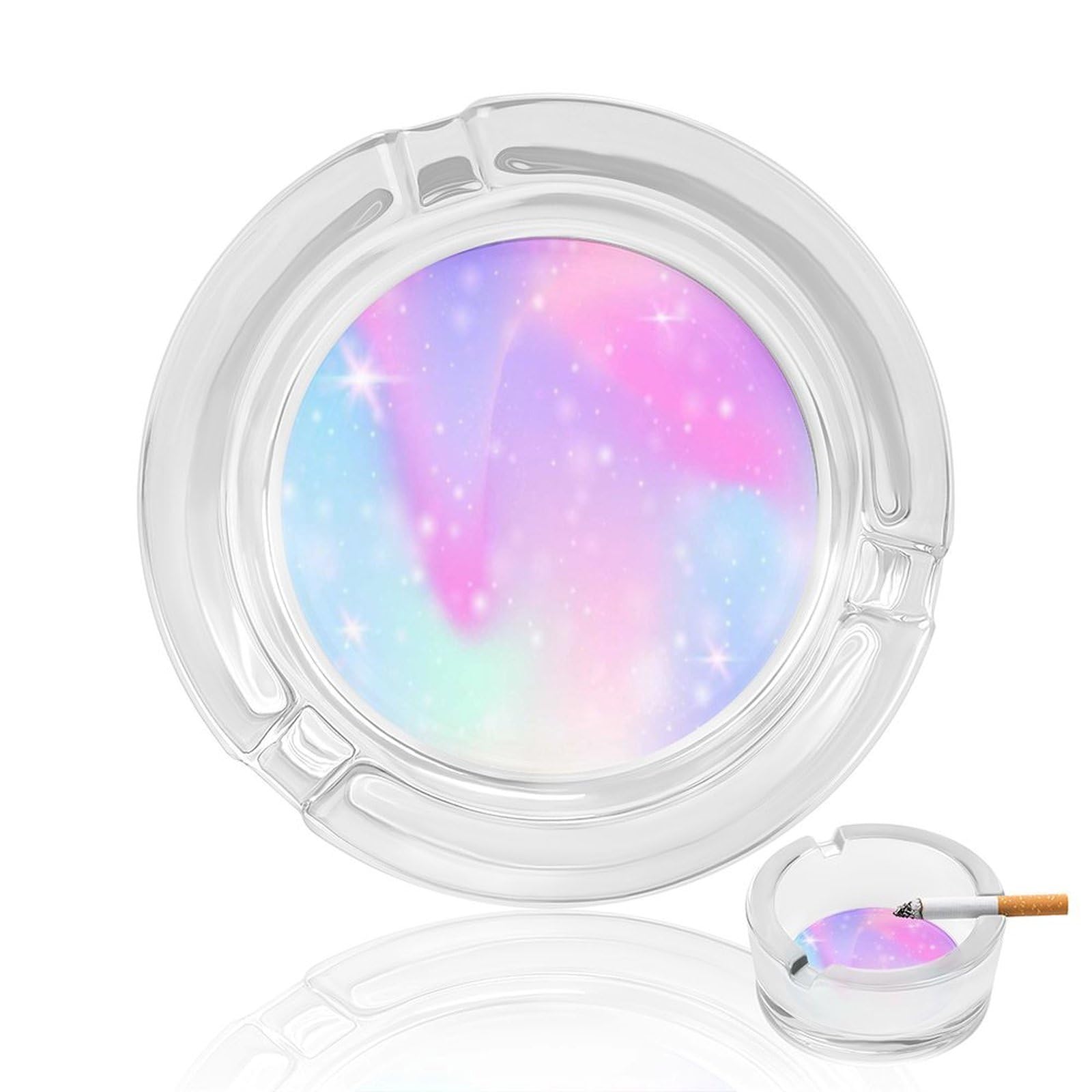 Nclqvjxzkhw Style Rainbow Filter Glass Ashtray Round Ash Tray Smoking Trays For Home Garden Outdoor