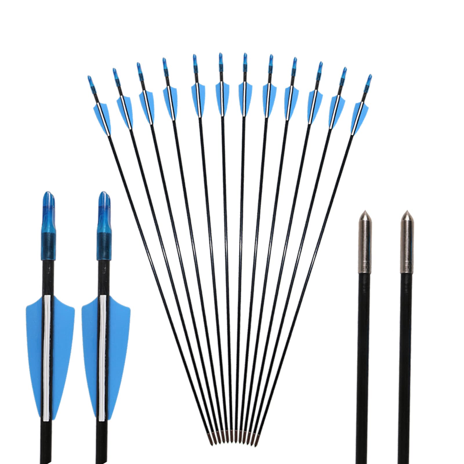 iMeshbean Fieberglaspfeile Pfeile für bogenschießen, 25 Stück Bogenpfeile Erwachsene 31 Zoll Fiberglaspfeil Jagdpfeile für Bogen, Recurvebogen, Sportbogen