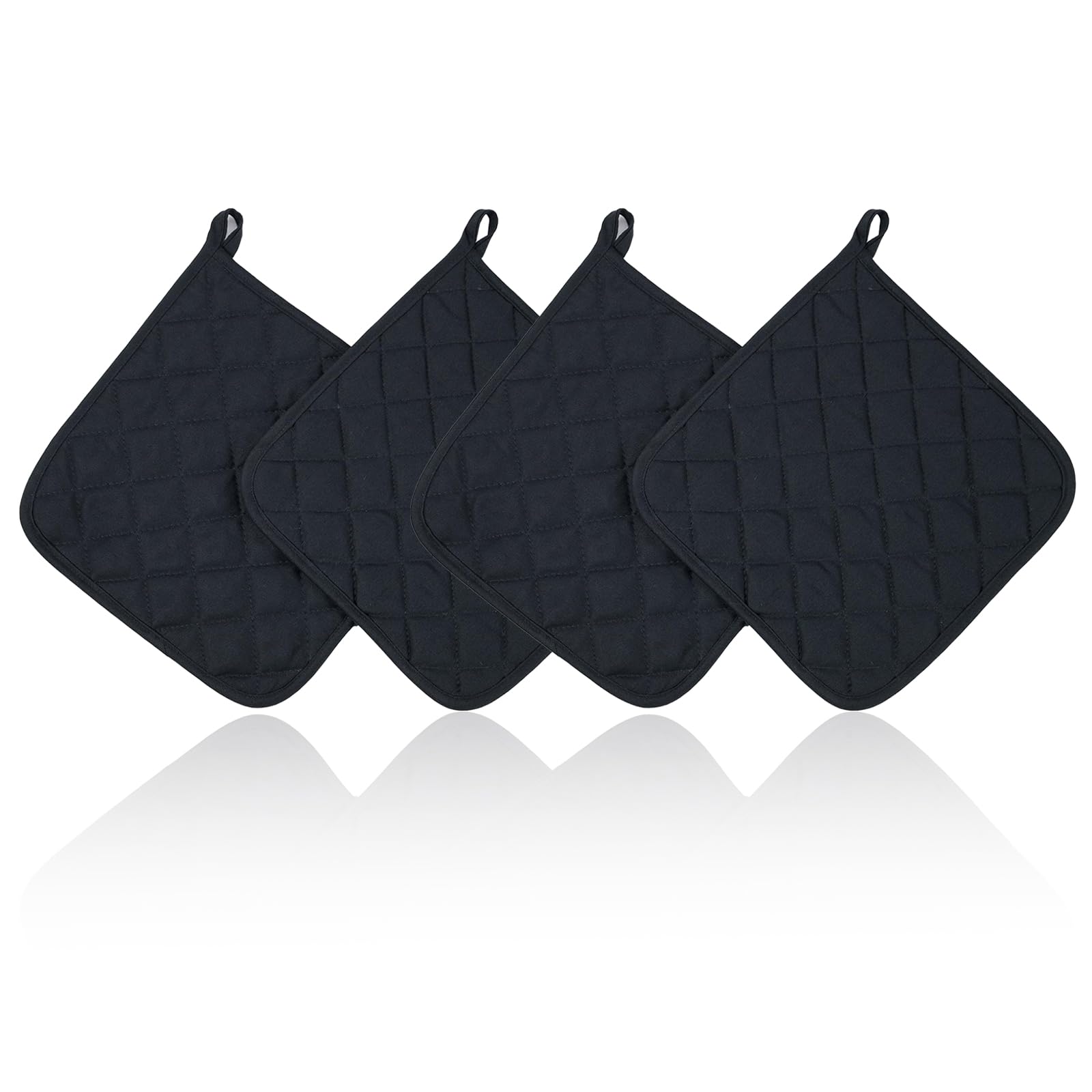 Cotton Pot Holder, Heat Resistant Pot Holder, Against High Heat Kitchen, Washable and Non-Slip for Ovens, Cake Baking (Black, 17 x 17 cm)