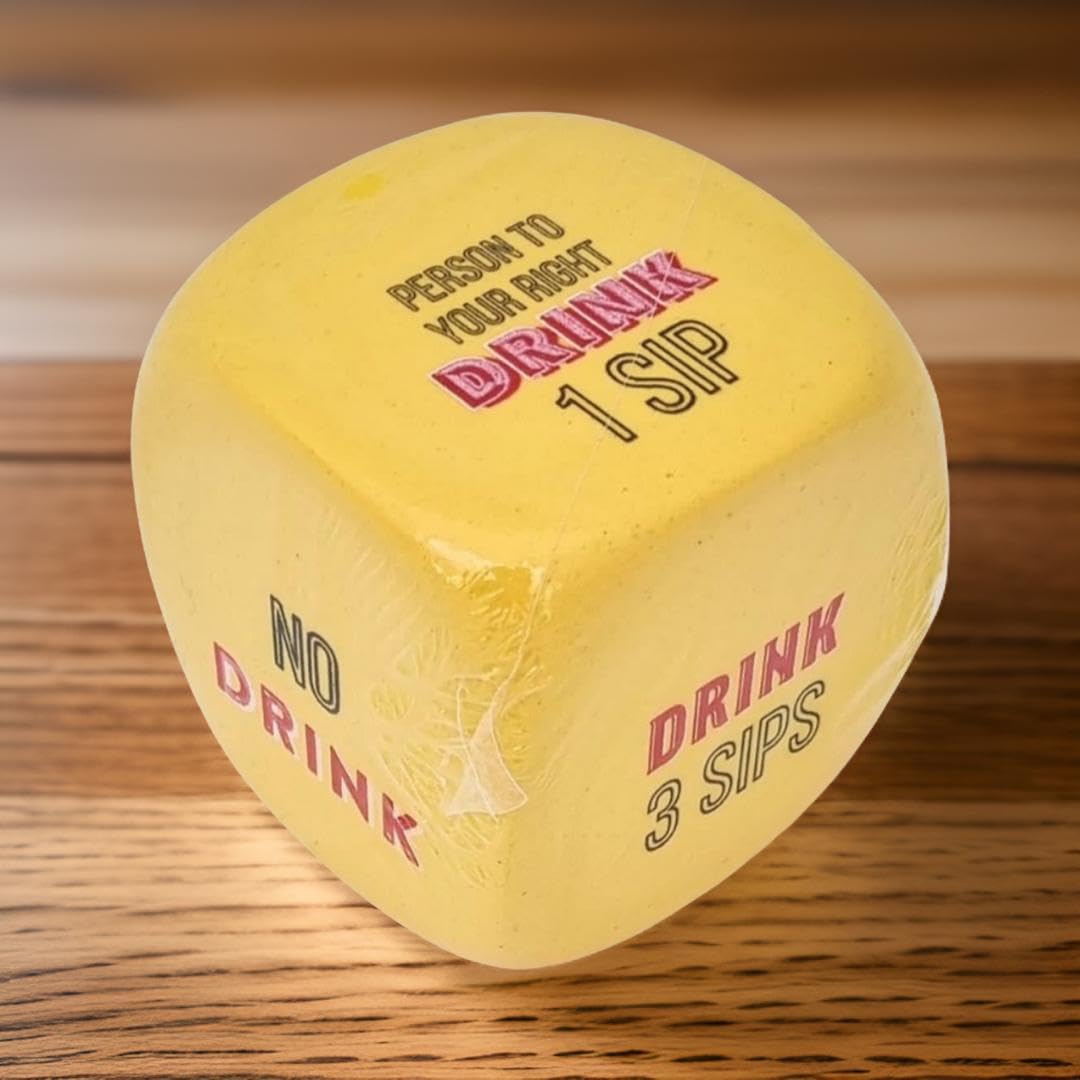 Doniya Fitness Drinking Game Cube Dice, Novelty Party Game, Fun (Yellow) - Image 3