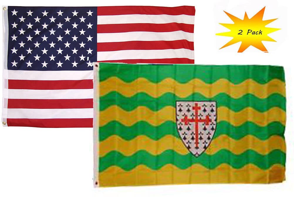 3x5 3’x5’ Set (2 Pack) USA American & Donegal County Ireland Flag by Flagman