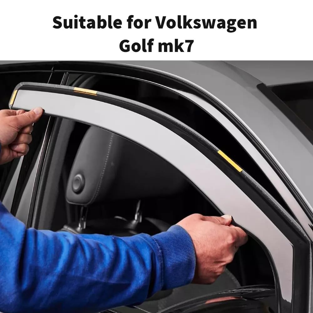 Kit 4 Deflettori Aria Nero Fumé Trasparento Antivento per Finestrini Laterali Anteriori e Posteriori Compatibile con VW Golf 7 VII 2012-2019