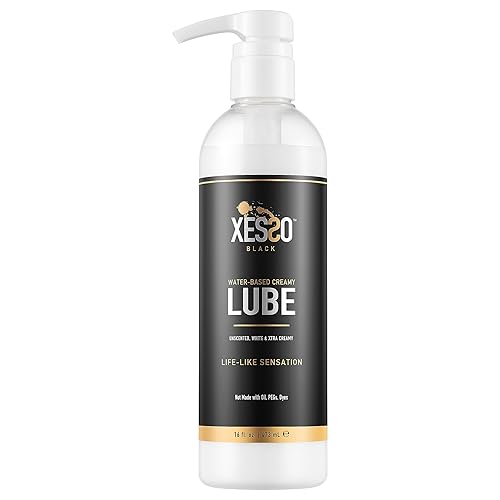 XESSO Water-Based Creamy Lube, Unscented 16 fl oz, Thick White Gel-Like Slippery Glide, Hypoallergenic for Women, Men & Couples. Made in US & Discreet Package. Package May Vary - 16 Fl Oz (Pack of 1)