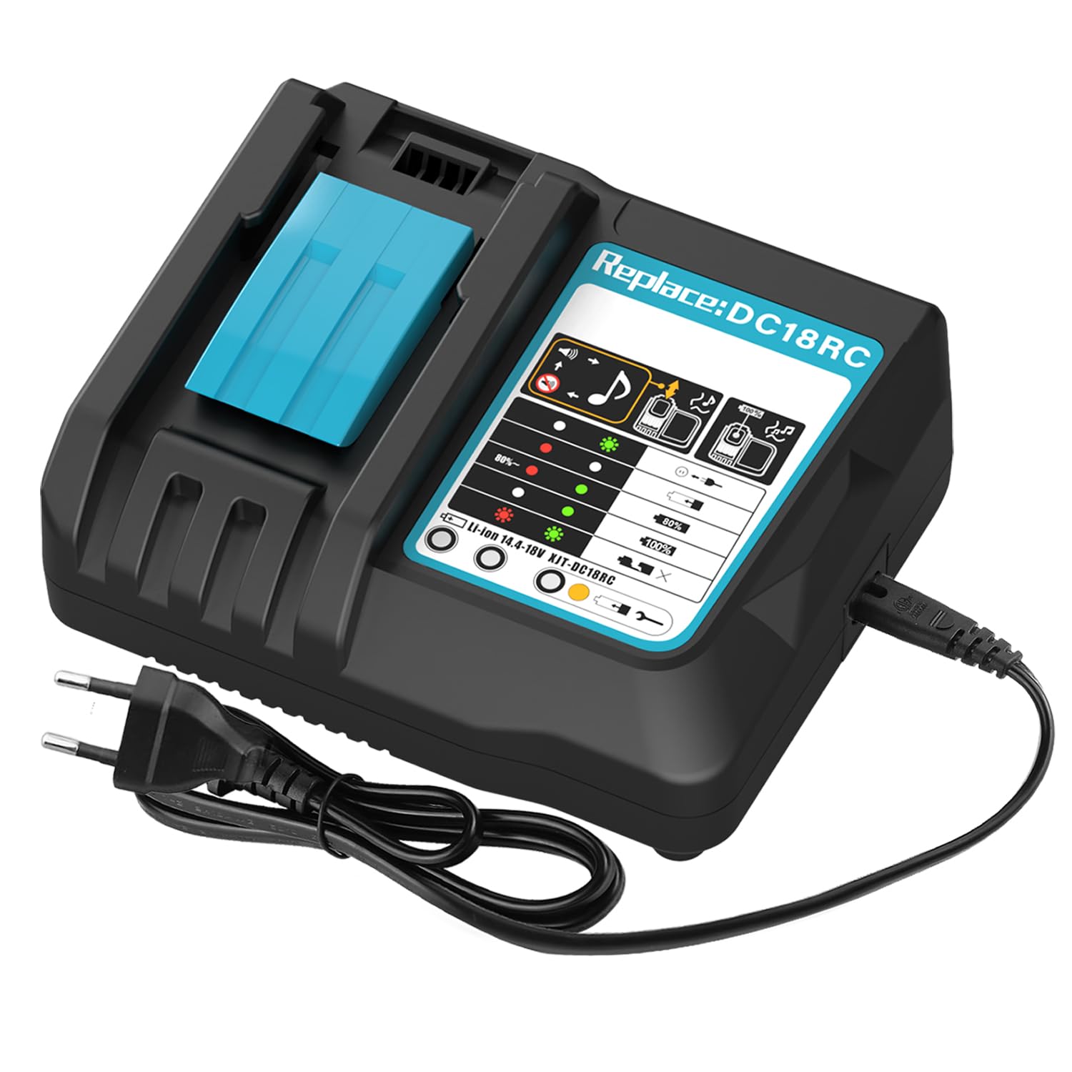 Chargeur 18V DC18RC pour Makita 18V Batterie | Compatible 14.4V-18V Batterie BL1850 BL1860 BL1415 BL1430 BL1440，Remplacement DC18RA DC18RC DC18RD