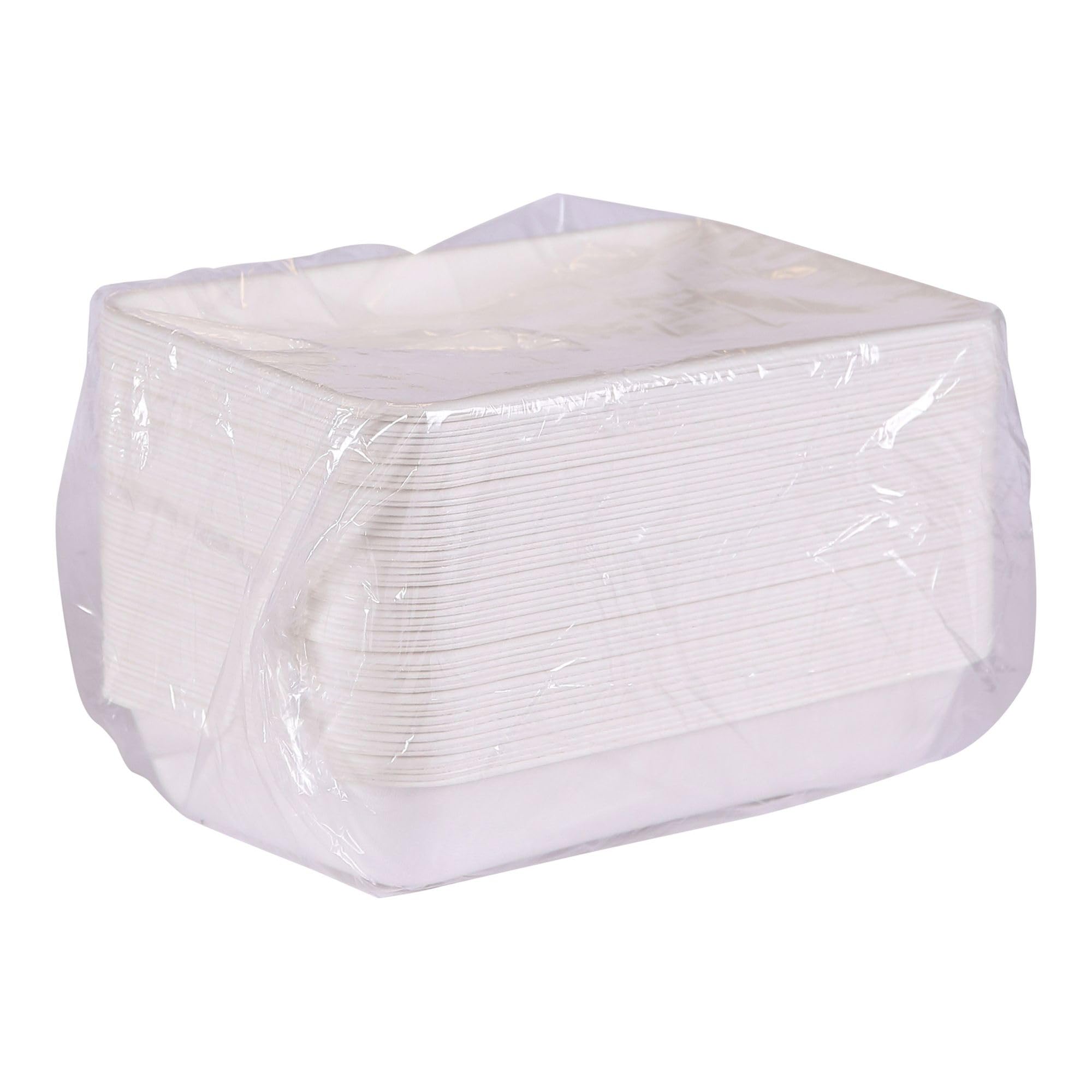Eco-Products Vanguard WorldView - Contenedores compostables de comida para llevar de caña de azúcar, sin PFAS añadidos, 10 x 7 pulgadas, color blanco, caja de 200