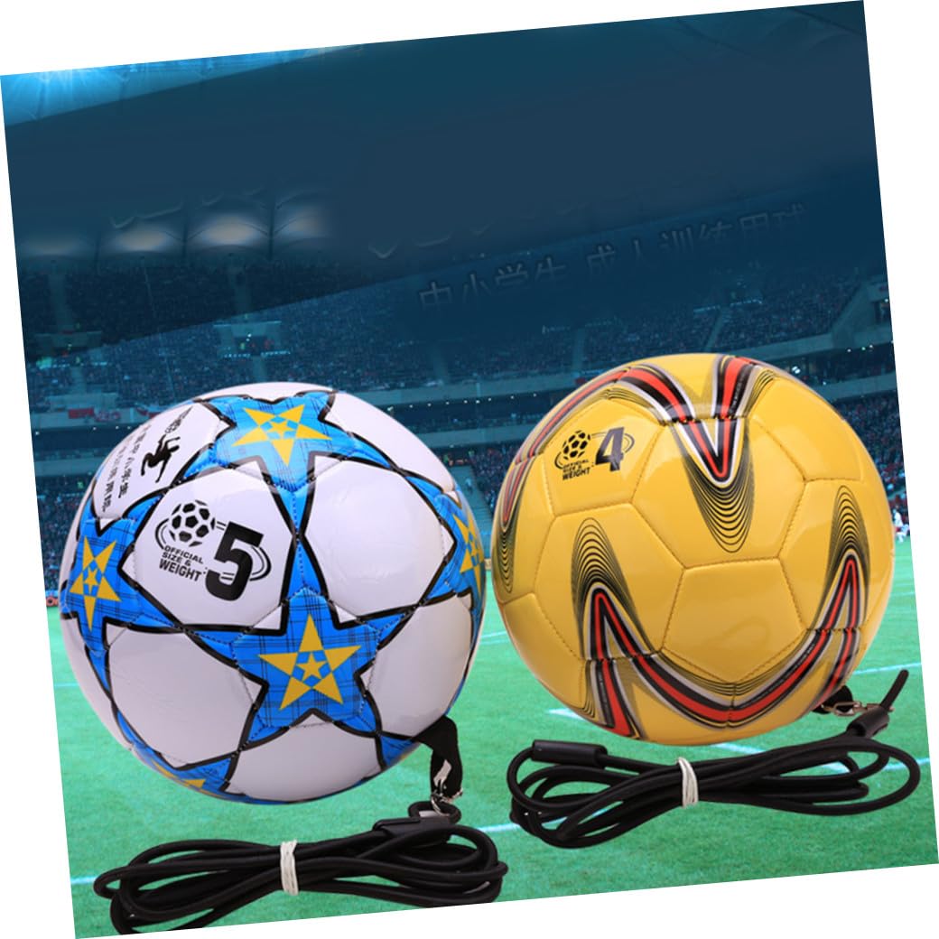 Balón de Entrenamiento de Fútbol con Cuerda, Pvc Negro para Niños | Diseño con Cuerda, Decoración con Impresión, Flexible y Duradero, Pensado para Estudiantes y Uso Infantil