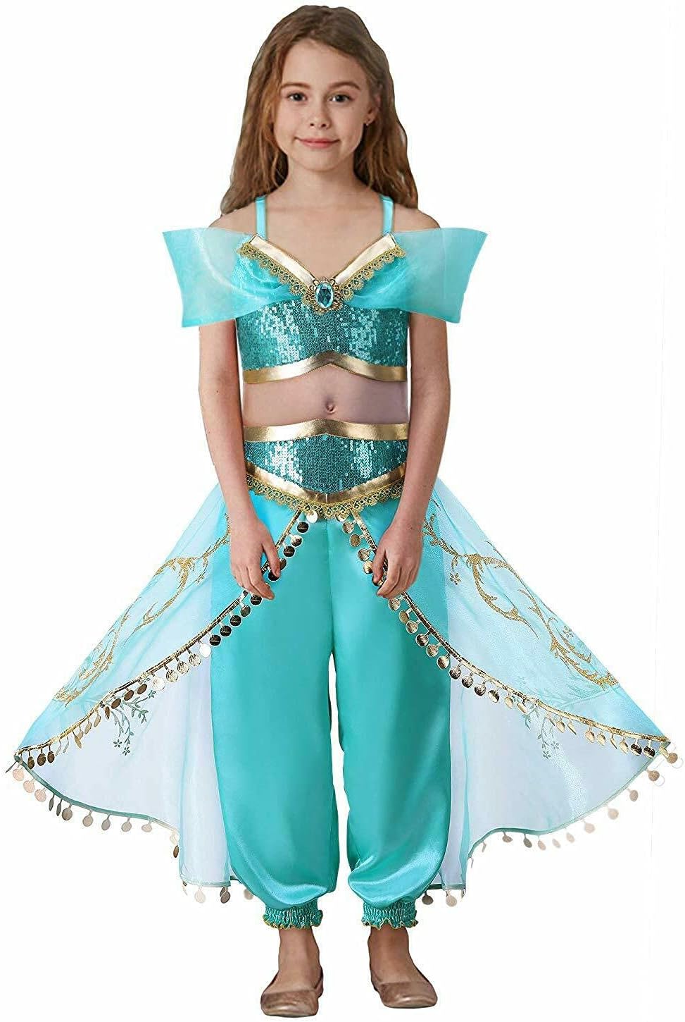 Kids Princess Costumes Fancy Sequined Dress Up for Girls Two Pieces