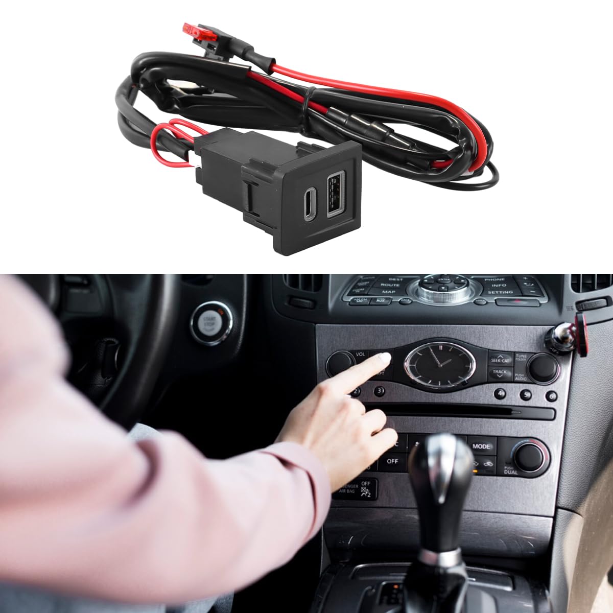 Szybka ładowarka do telefonu samochodowego QC3.0 USB, odpowiednia do Volkswagen Multivan T5 2003-2009.