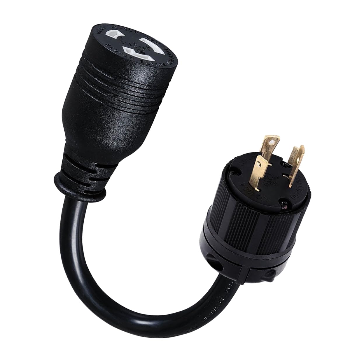 L6-20P 3-Pin Male Twist Lock 220/250V Plug to L5-20R 3-Prong Female Twist Lock 110/125V Receptacle Socket Outlet Adapter, Electrical Power Cord Convert, NEMA FX711-2