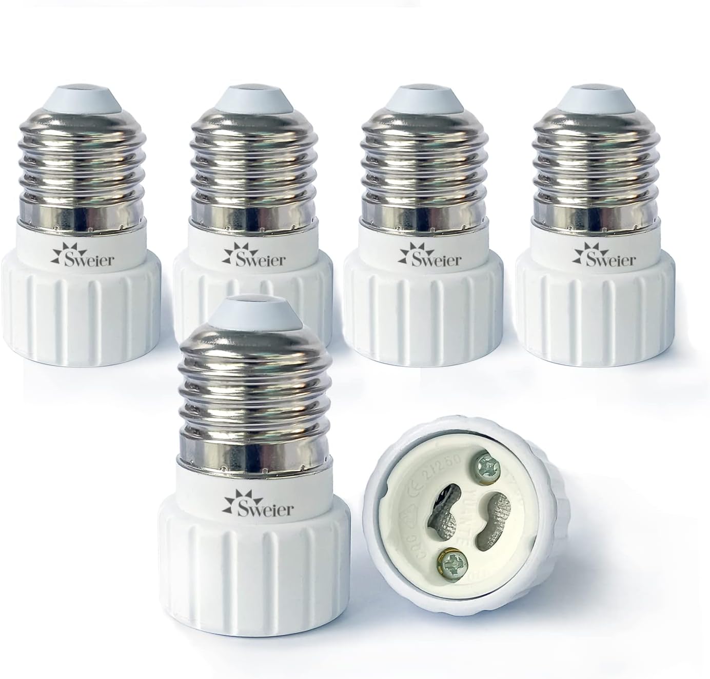 6XSweier E27 to GU10 Lamp Socket Base Converter,Edison Screw E27 to