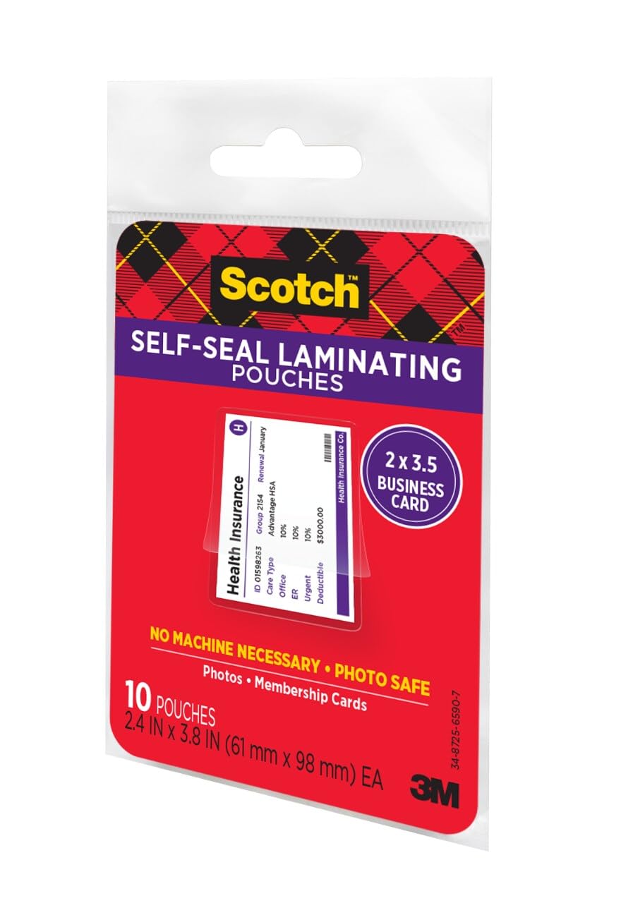 Scotch LS851G - Bolsas para tarjetas de visita laminadas, 3-7/8 x 2-7/8,25/PK, transparente