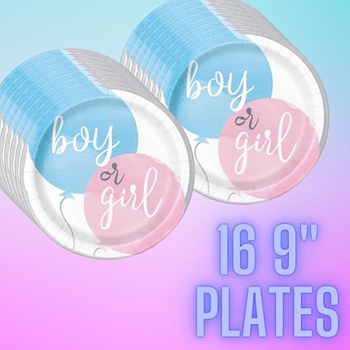 Miniatura 2 de Decoraciones de revelación de género para bebé, platos y servilletas para tu fiesta de revelación de género para niño o niña, incluye decoraciones