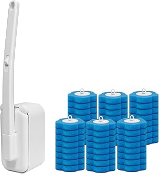 Disposable Toilet Brush with 48 Refills,Toilet Cleaning Supplies,Toilet Wand Brush Starter Kit,Wall Mounted Toilet Bowl Clean