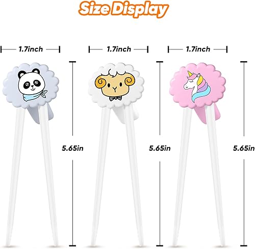 Miniatura 7 de Palillos de entrenamiento para niños y principiantes, 3 pares de palillos lindos para niños con palillos de aprendizaje para diestros o zurdos