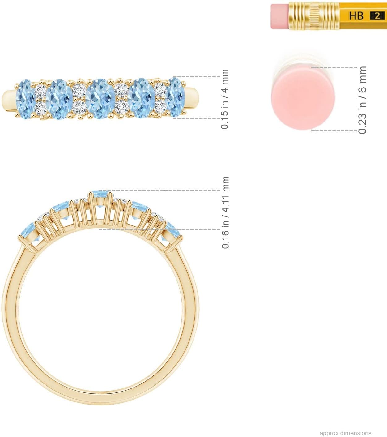 Angara Natural Aquamarine Wedding Ring for Women | Five Stone Aquamarine and Diamond Wedding Ring in 14K Solid Gold/Platinum | March Birthday, Anniversary, Gemstone Jewellery Gift