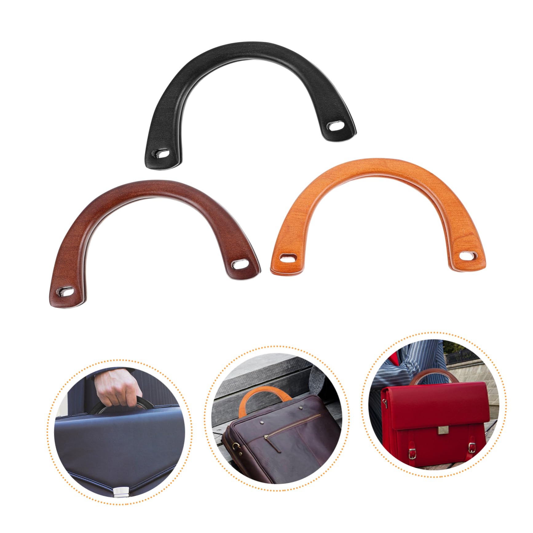 Asa de Madera para Bolso 15x8 Cm u Semicírculo 6 Piezas