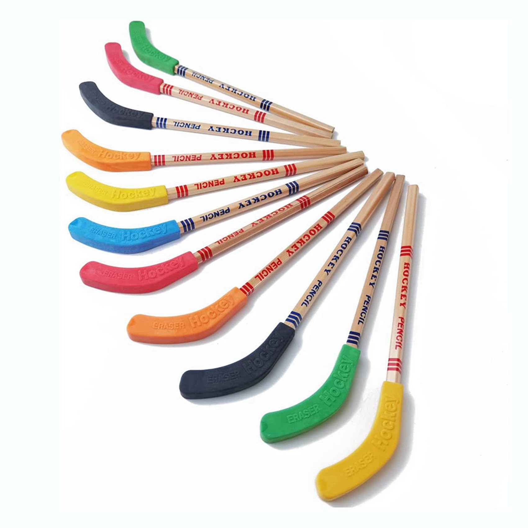 72 Stück Hockey-Bleistifte und Radiergummis - Hockeyschläger-Sport-Motto-Partyzubehör, Lustige Coole Bleistifte für Hockey-Fans und Studenten