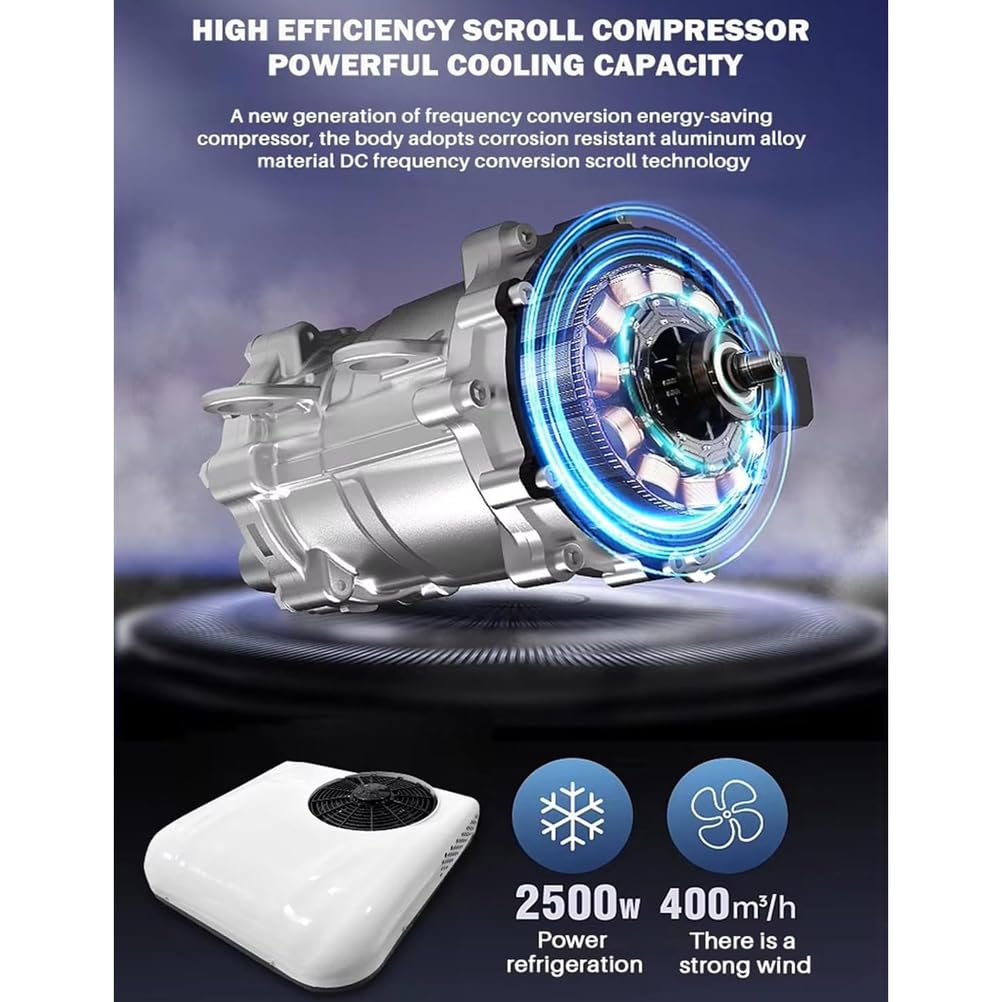 SXHEYUY Condizionatore d'Aria per Tetto Auto Condizionatore d'Aria 12V 24V DC Aria Condizionata Fredda E Calda Funzione Condizionatore d'Aria sul Tetto Sono Applicabili,Bianca,12v 2in1
