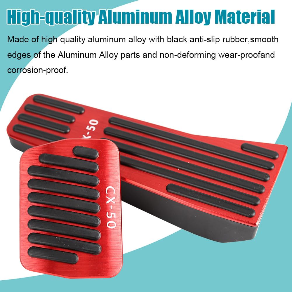 LEXLEY 3PCS Aluminum Pedal Covers For Mazda CX-50 2023-2025 - Anti-Slip Brake & Accelerator Pedals