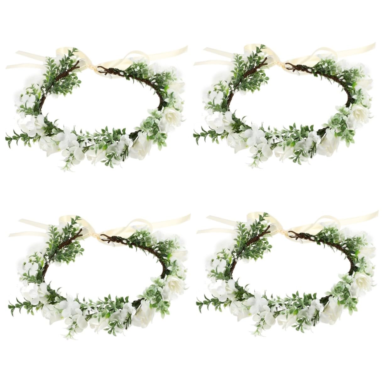 VICASKY 4 Stück Rosen Stirnband Blumenkranz Haarschmuck für Frauen Braut Blumenmädchen Hochzeit Party Strandfoto Zubehör
