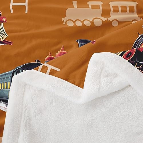 Miniatura 5 de Kids Train Flannel Blanket,Cartoon Car Bedroom Living Room Soft Cozy Fleece for Living Room Bedroom,Boys Girls Choo-Choo Train Tracks Blankets Decor