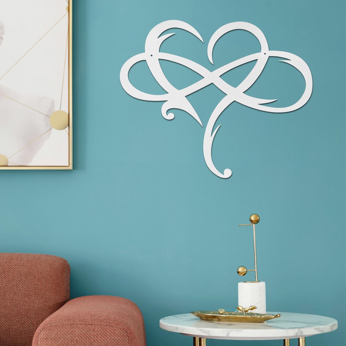 Décoration Murale Cœur Infini En Métal - Art Mural Moderne Pour Salon, Chambre, Cuisine - Noir 52x60 Cm