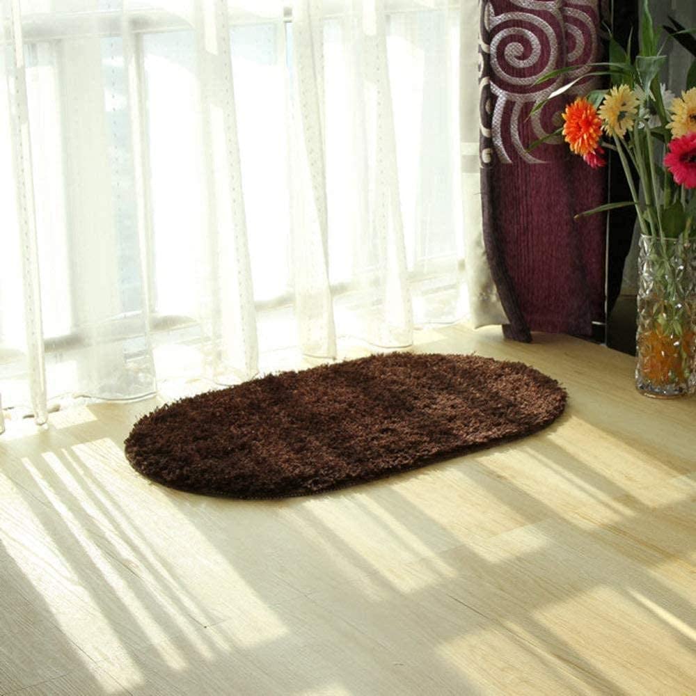 Tapis d'une salle de bain épaisse absorbante douce ovale non glissante microfibre chenille Tapis de bain de bain machine lavable tapis de bain pour la buanderie-jaune 60x40cm ( Color : Dark Brown , Si